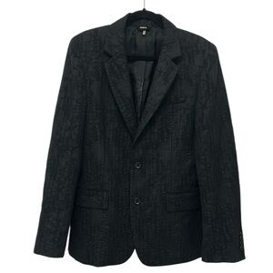 Juicy Couture Wool Brocade 2 Button Black Sport Coat Tailored Suit Jacket Men 38